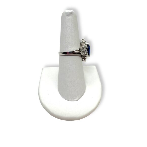 Sterling Silver Ring Blue White Sapphire Size 7.25 - Picture 3 of 11